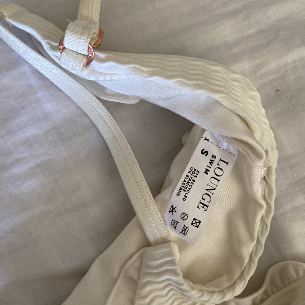 Cream Ruffle Texture Tie Bikini - Picture 3 of 6
